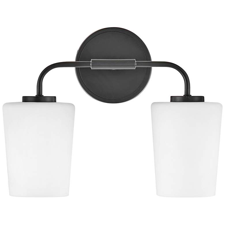 Image 5 Kline 11"H Black with Etched Opal Glass 2-Light Wall Sconce more views
