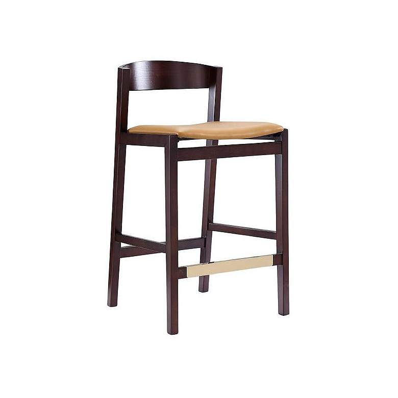 Image 1 Klismos 36.75" Camel & Dark Walnut Beech Wood Counter Height Bar S