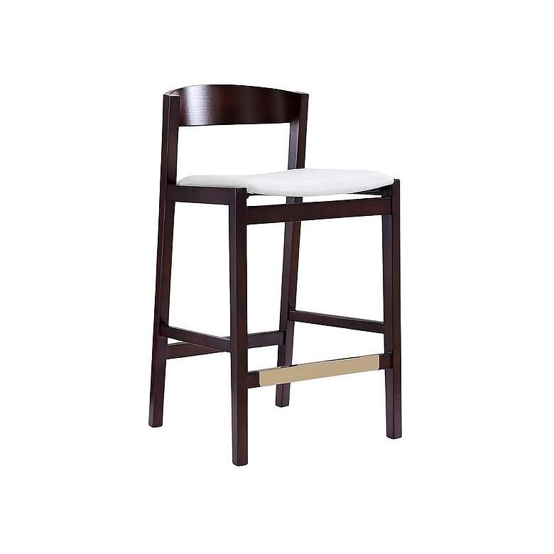 Image 1 Klismos 36.75" Ivory & Dark Walnut Beech Wood Counter Height Bar S