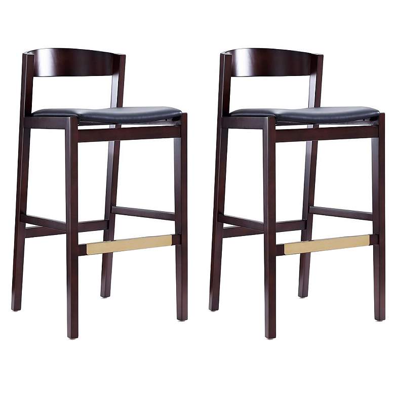 Image 1 Klismos Barstool in Black and Dark Walnut (Set of 2)