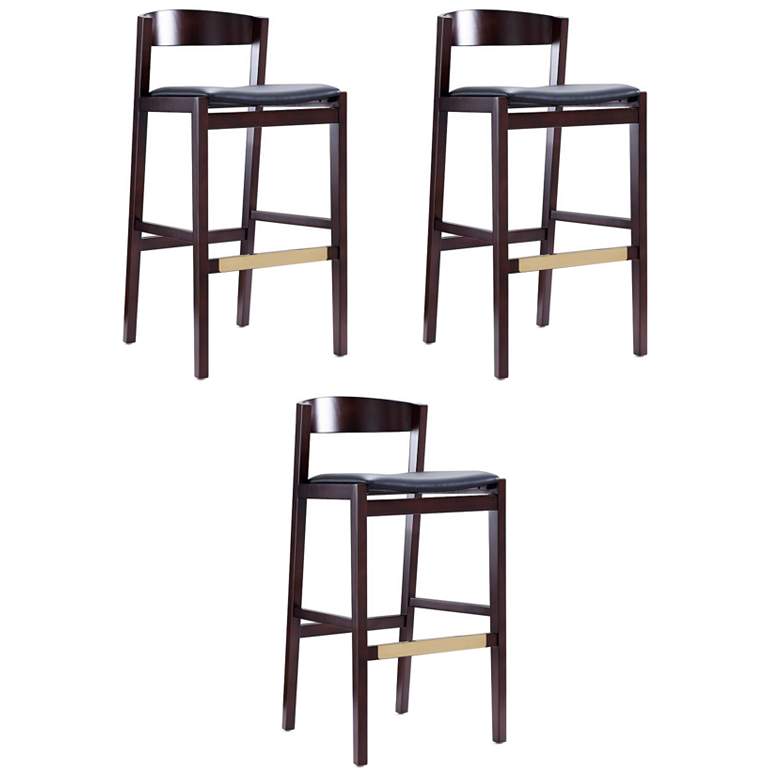 Image 1 Klismos Barstool in Black and Dark Walnut (Set of 3)