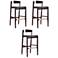Klismos Barstool in Black and Dark Walnut (Set of 3)