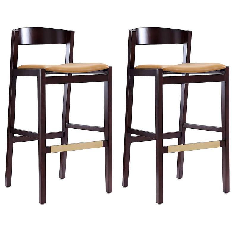 Image 1 Klismos Barstool in Camel and Dark Walnut (Set of 2)
