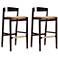 Klismos Barstool in Camel and Dark Walnut (Set of 2)