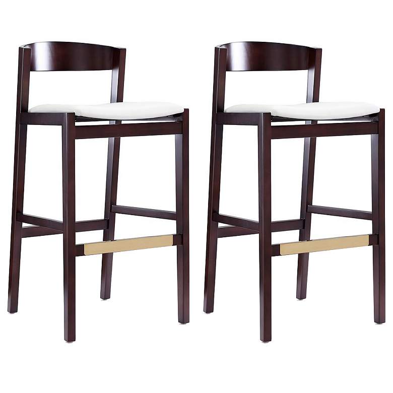 Image 1 Klismos Barstool in Ivory and Dark Walnut (Set of 2)