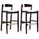 Klismos Barstool in Ivory and Dark Walnut (Set of 2)