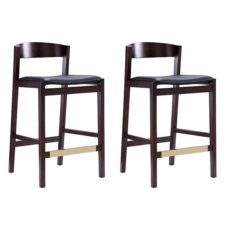 Image 1 Klismos Counter Stool in Black and Dark Walnut (Set of 2)
