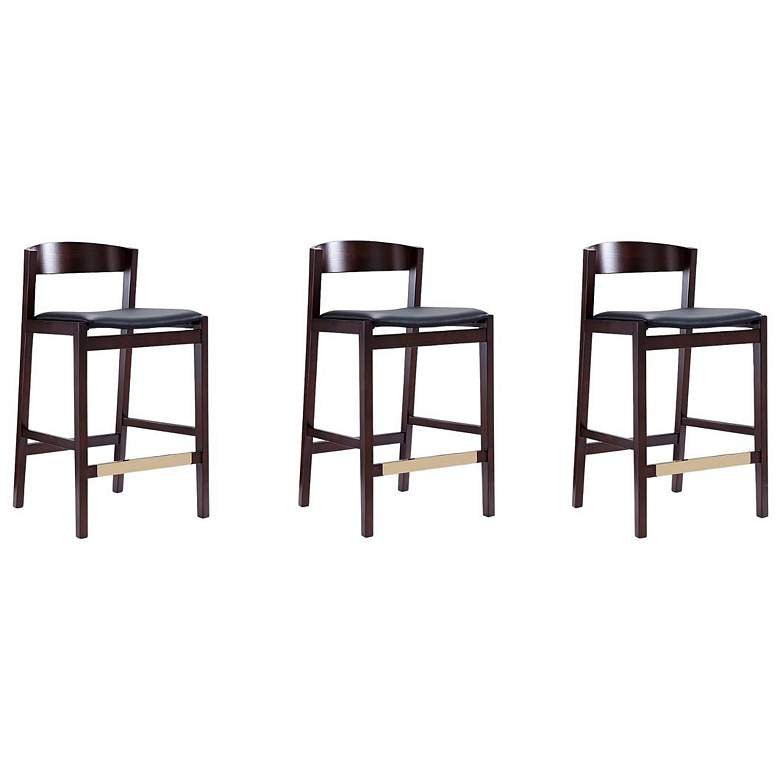 Image 1 Klismos Counter Stool in Black and Dark Walnut (Set of 3)