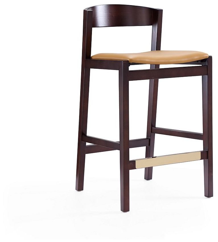Image 3 Klismos Counter Stool in Camel and Dark Walnut (Set of 3) more views
