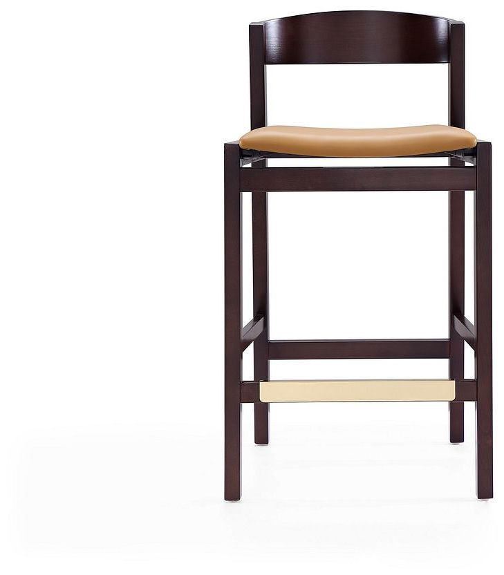 Image 4 Klismos Counter Stool in Camel and Dark Walnut (Set of 3) more views