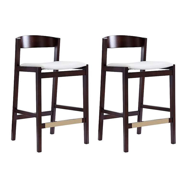 Image 1 Klismos Counter Stool in Ivory and Dark Walnut (Set of 2)