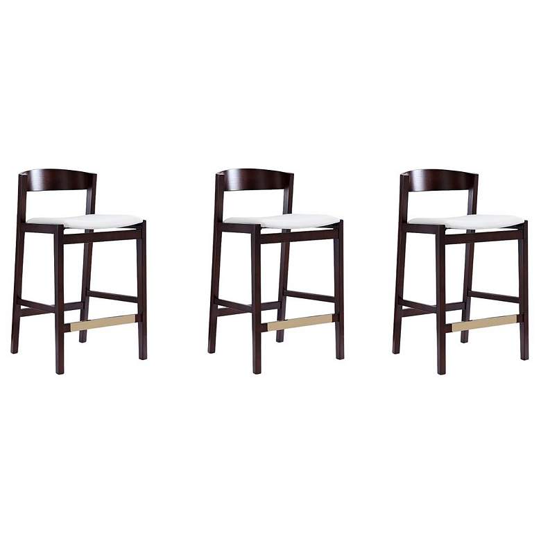Image 1 Klismos Counter Stool in Ivory and Dark Walnut (Set of 3)