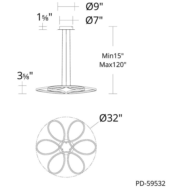 Image 6 Klover 3.88"H x 32"W 1-Light Pendant in Black more views