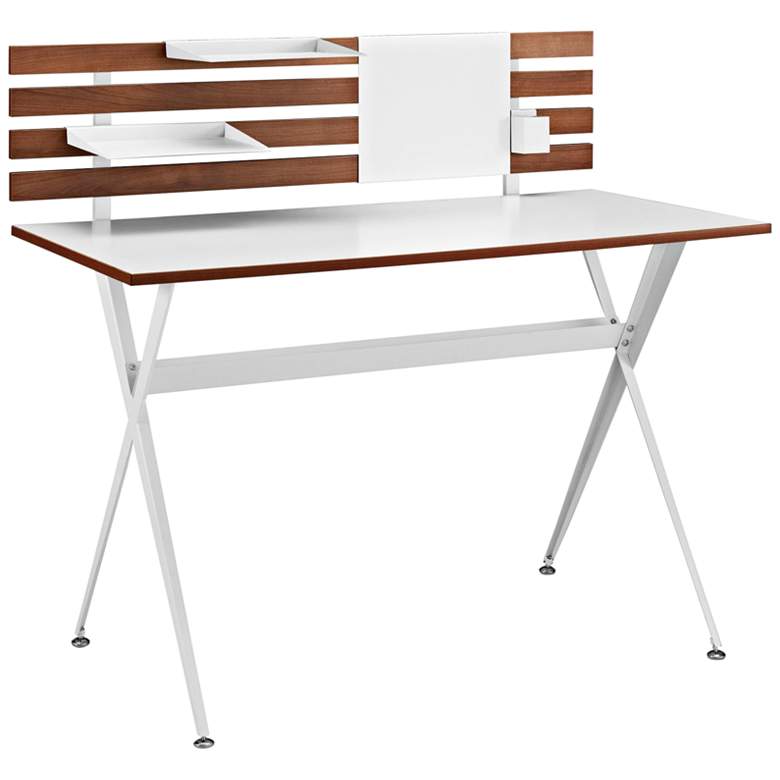 Image 1 Knack 47" Wide Cherry and White Modern Office Desk