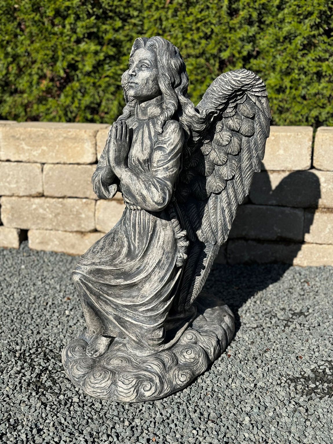 Image 3 Kneeling Angel 26" High Trevia Graystone Outdoor Statue - Made to Order more views