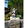 Kneeling Angel 26" High Trevia Graystone Outdoor Statue