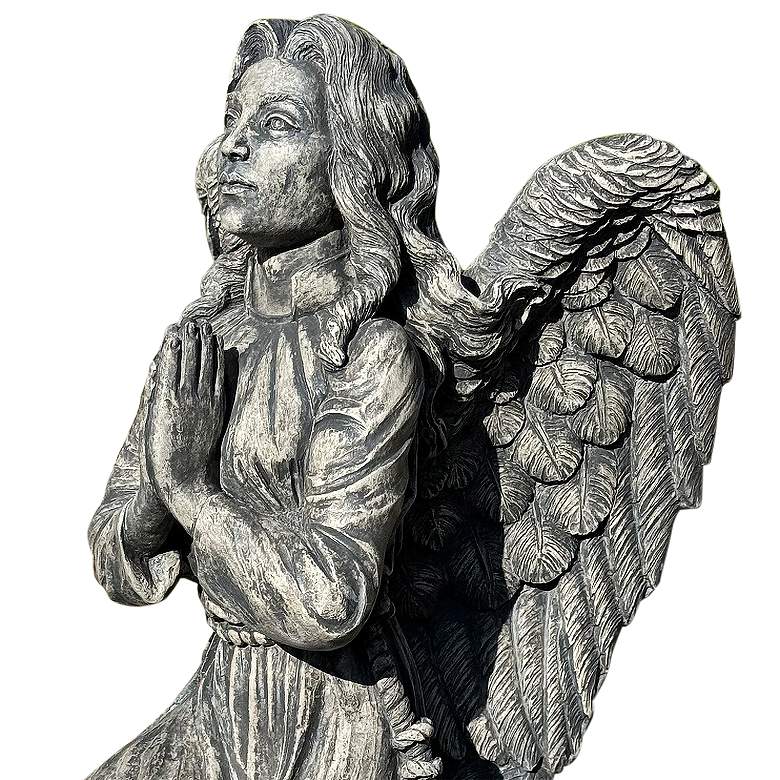 Image 2 Kneeling Angel 26" High Trevia Graystone Outdoor Statue more views