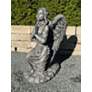 3_Kneeling Angel 26" High Trevia Graystone Outdoor Statue more views