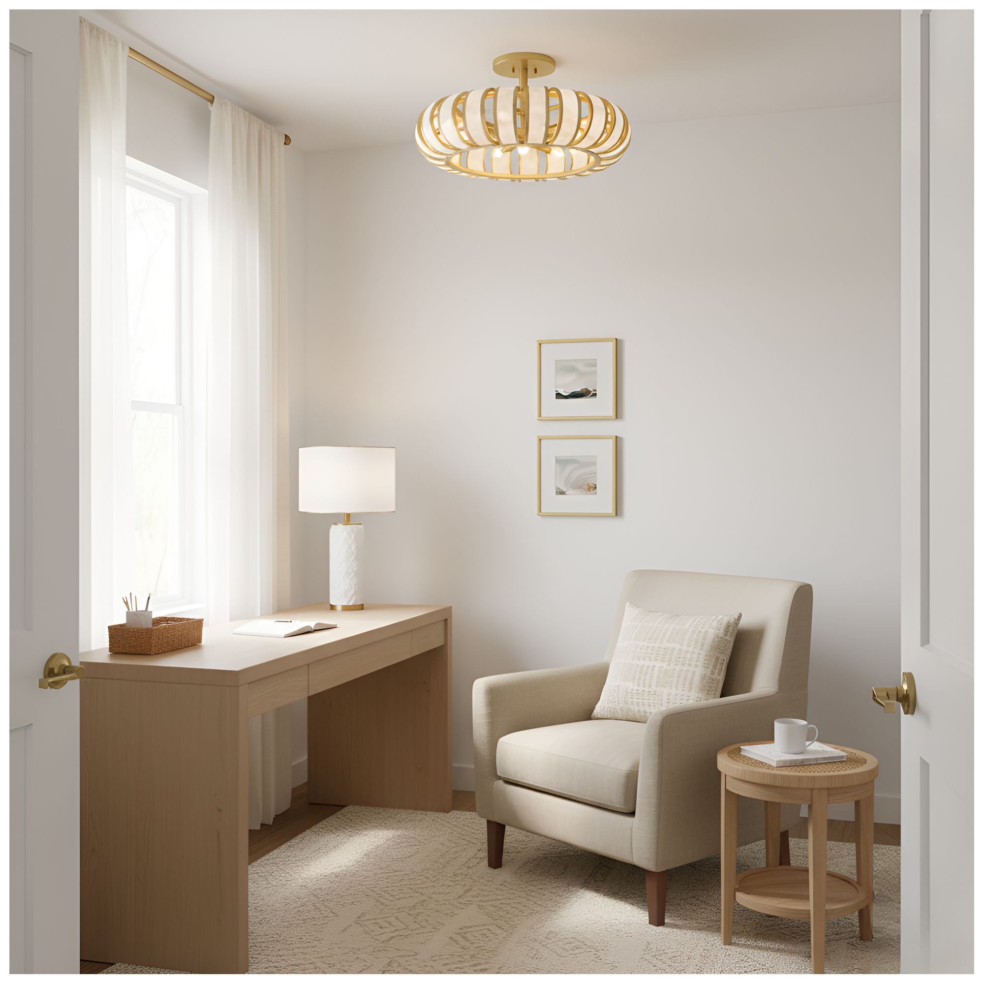 Image 7 Knight 5-Light Soft Gold Semi-Flush Mount more views