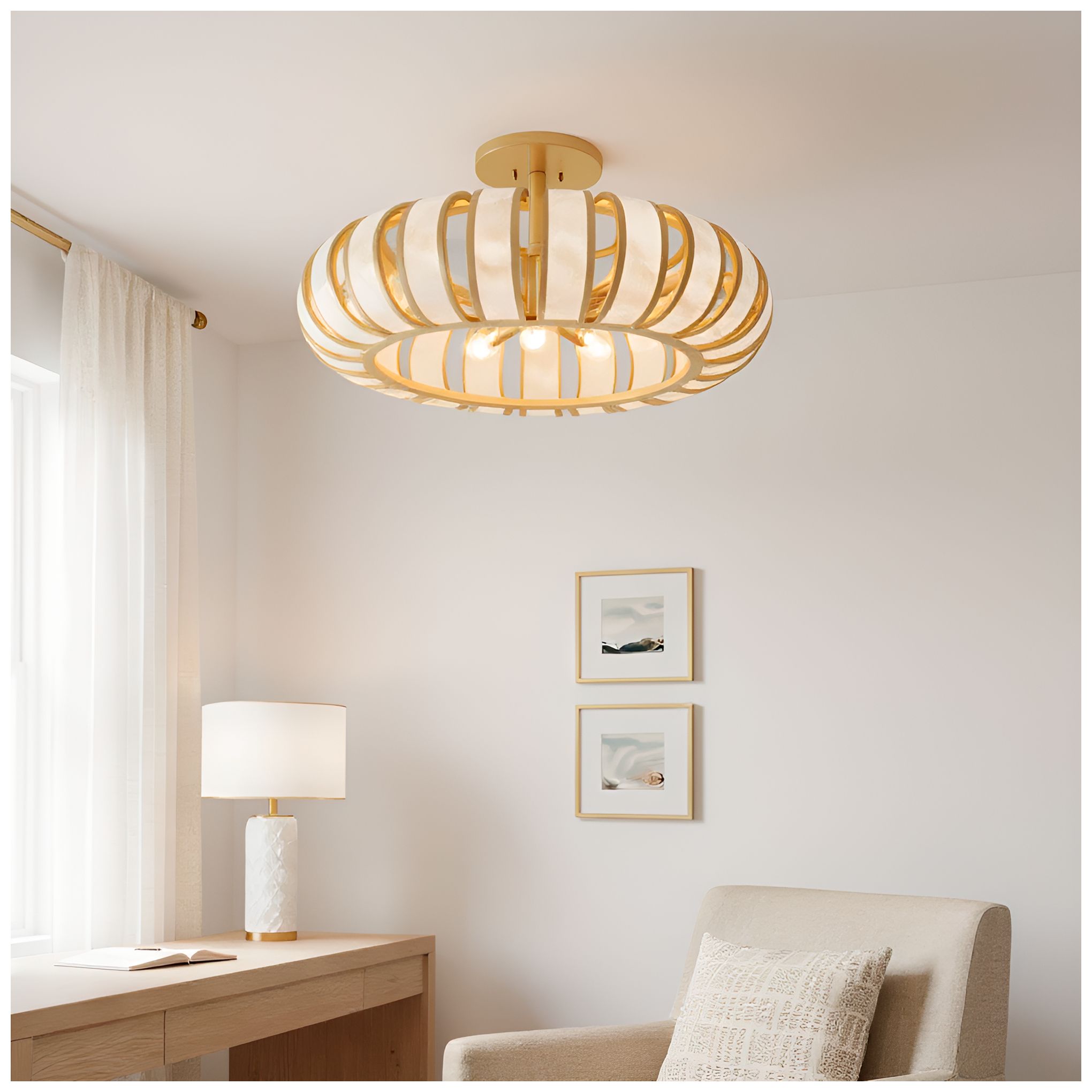Knight 5-Light Soft Gold Semi-Flush Mount