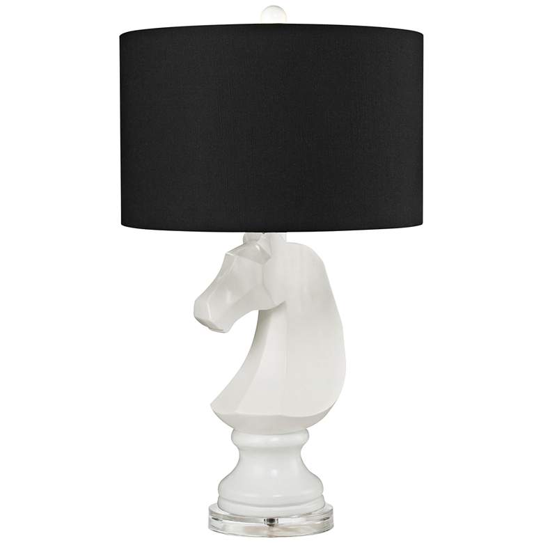 Image 1 Knight Gloss White Ceramic Table Lamp