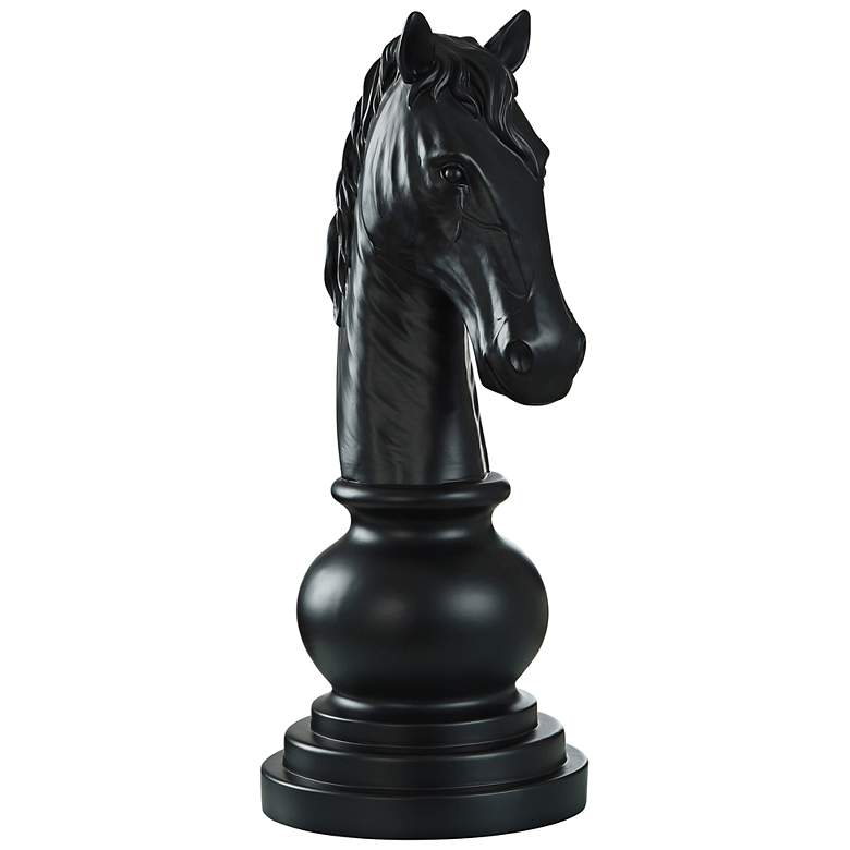 Image 1 Knight Matte Black Resin Chess Piece