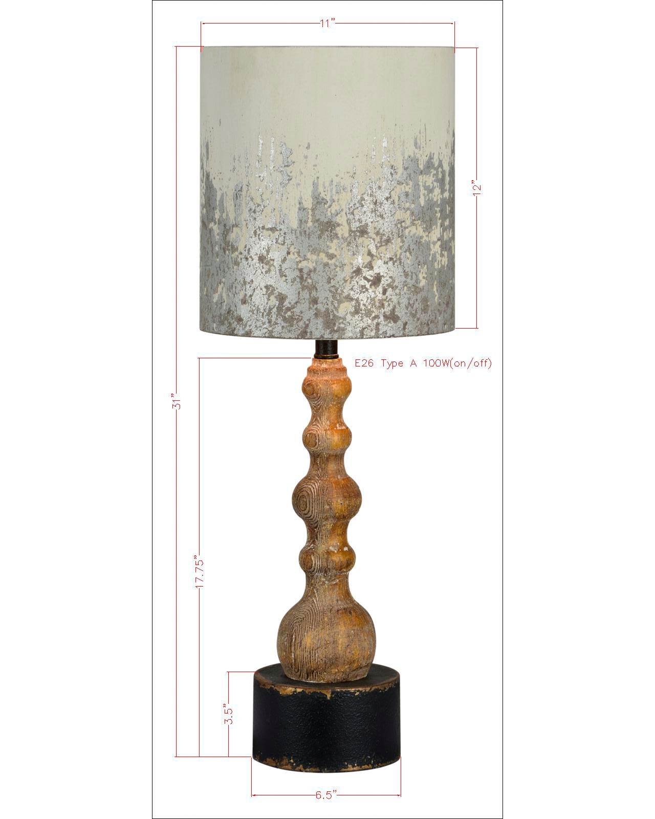 Image 4 Knight Natural Wood Rustic Pedestal Table Lamp more views