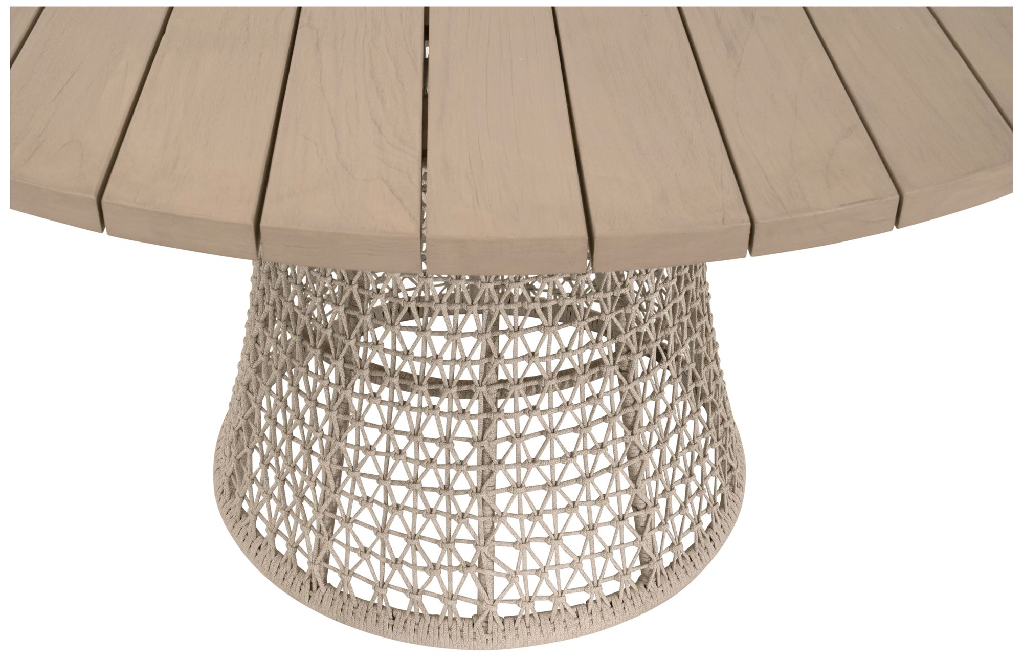 Image 2 Knit Outdoor 54" Round Dining Table, Oat Flat Rope, Washed Ever Teak more views