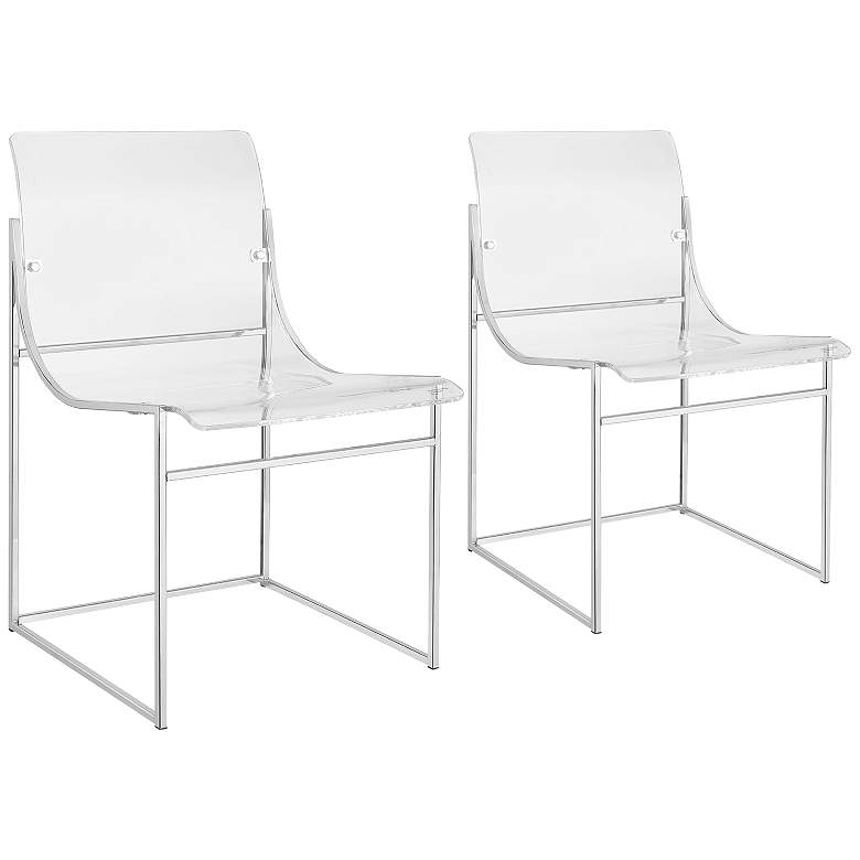 Image 1 Knobel Clear Acrylic and Chrome Dining Chair Set of 2