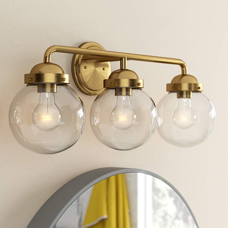 Image 1 Knoll 24" Wide Brushed Gold Metal 3-Light Bath Light