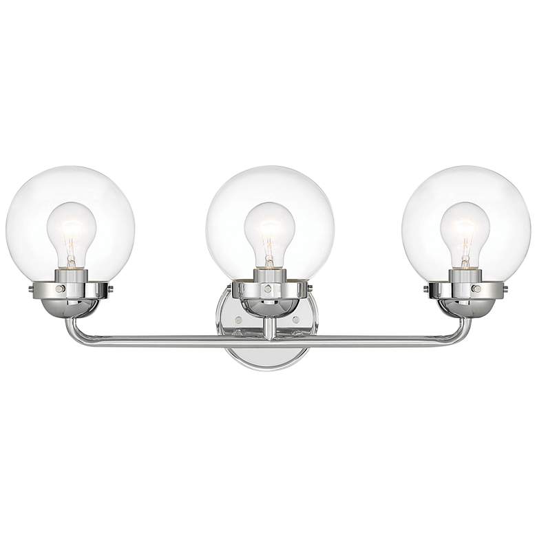 Image 2 Knoll 24" Wide Chrome Metal 3-Light Vanity Bath Light
