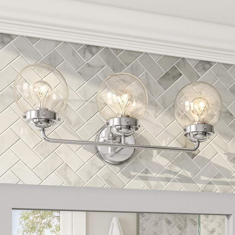 Image 1 Knoll 24" Wide Chrome Metal 3-Light Vanity Bath Light