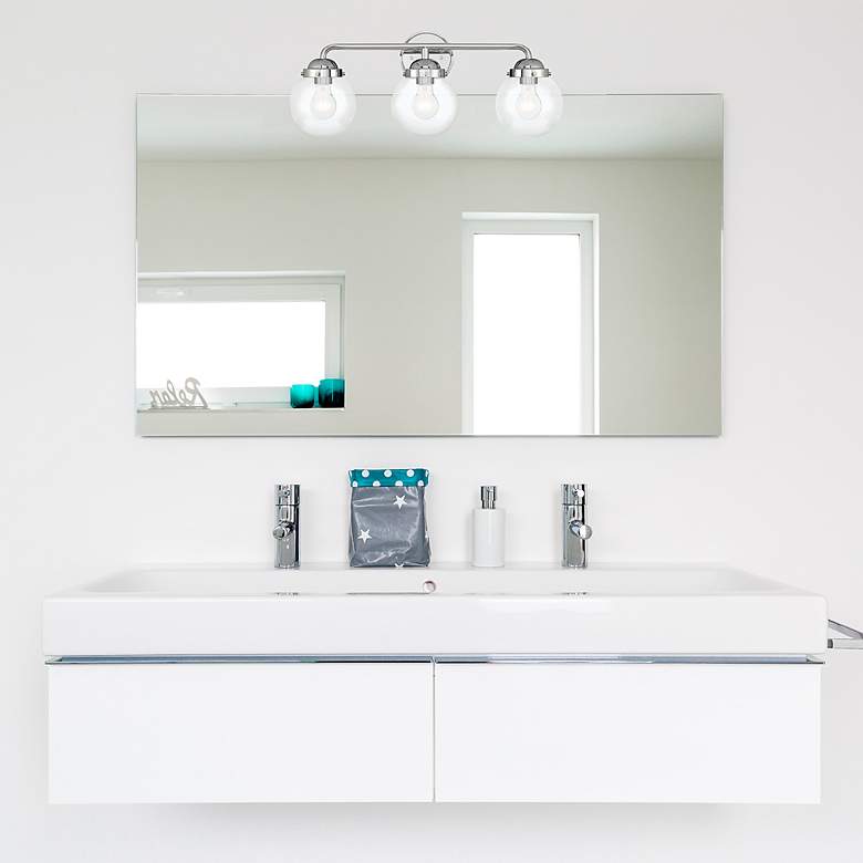 Image 6 Knoll 24" Wide Chrome Metal 3-Light Vanity Bath Light more views