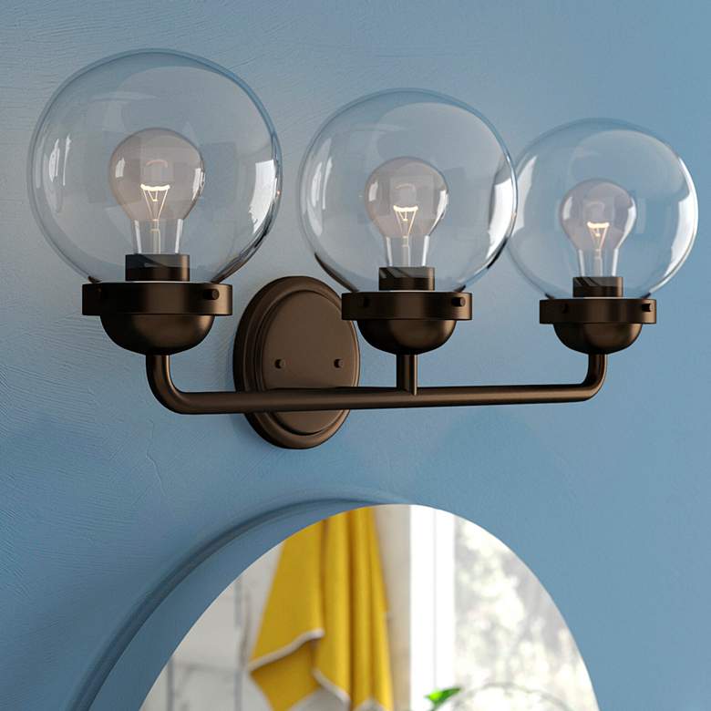 Image 1 Knoll 24" Wide Oil-Rubbed Bronze Metal 3-Light Bath Light