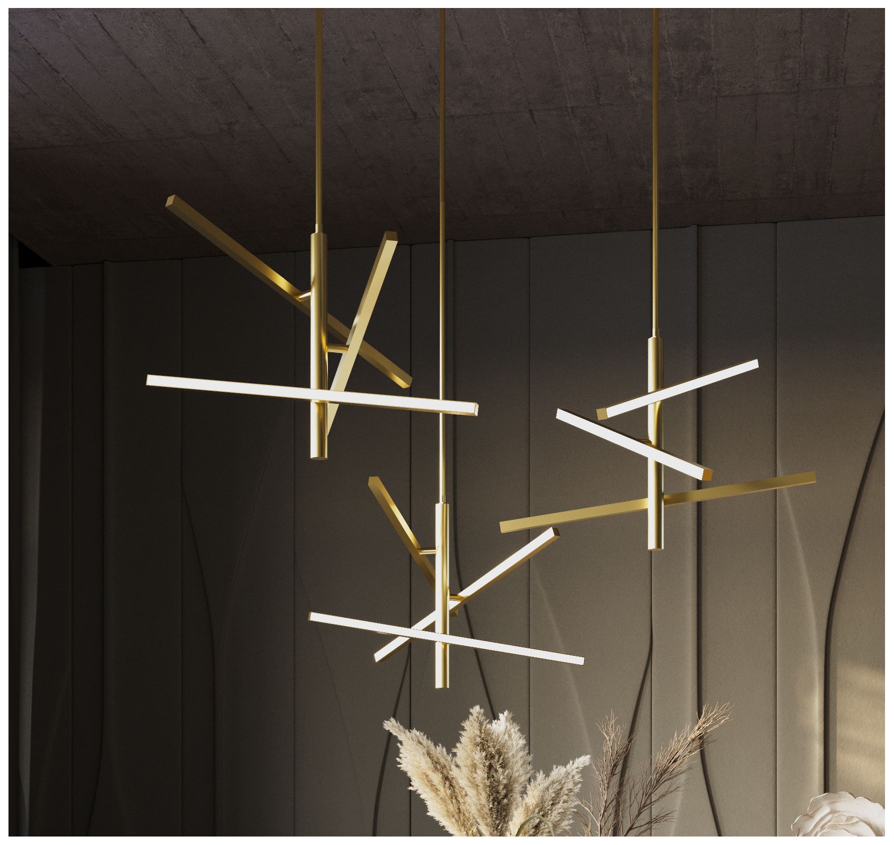 Knoll 24" Wide 3-Light Antique Brass LED Pendant
