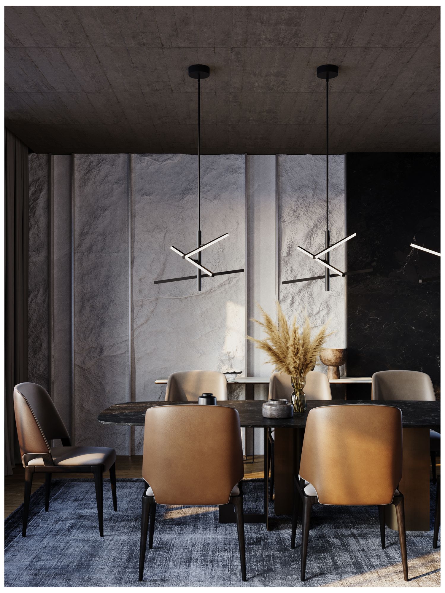 Image 4 Knoll 24" Wide 3-Light Black LED Pendant more views