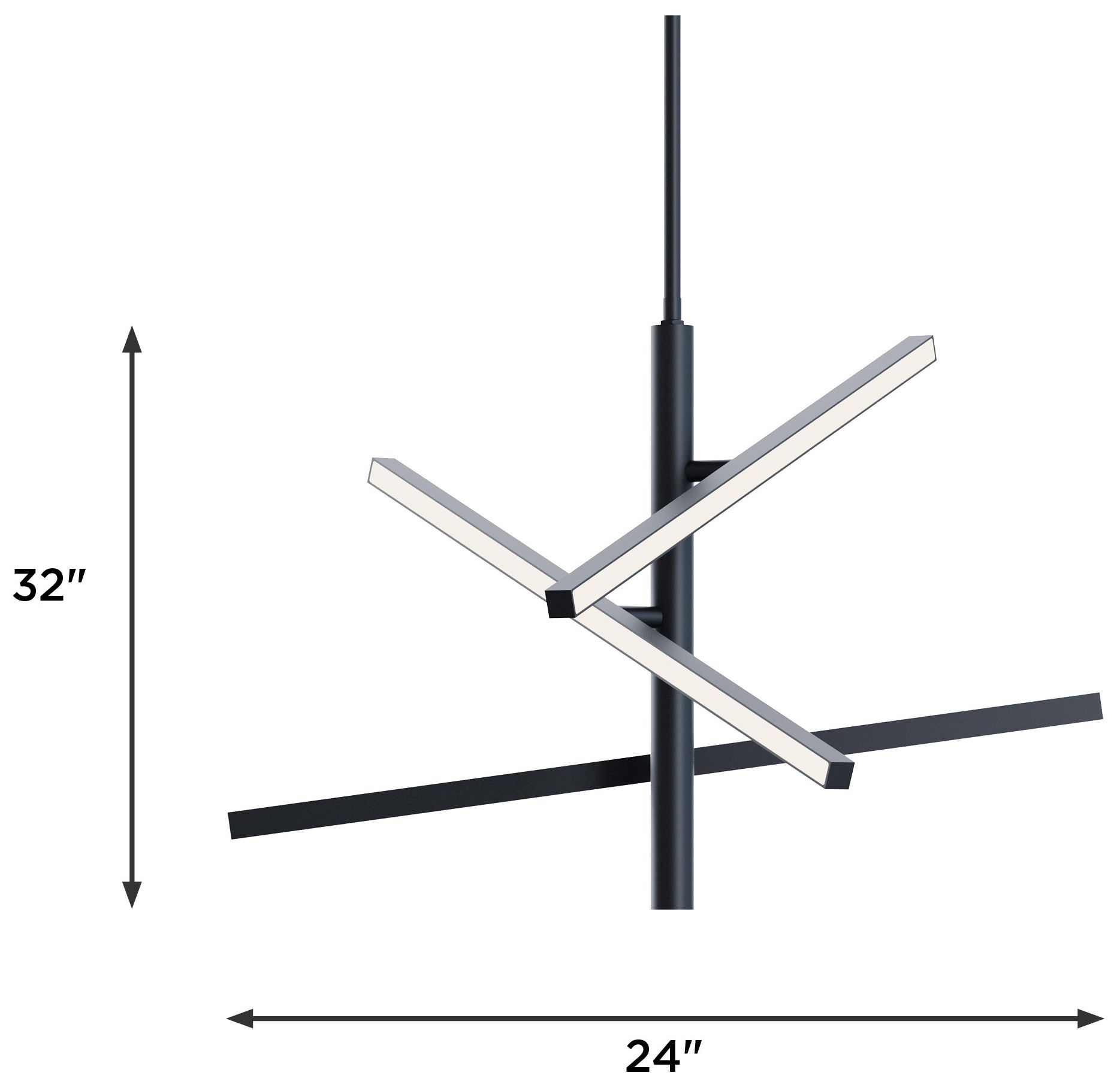 Knoll 24" Wide 3-Light Black LED Pendant