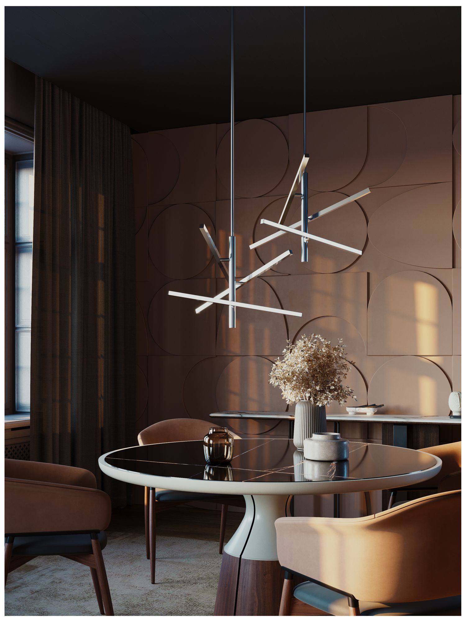 Image 4 Knoll 24" Wide 3-Light Polished Chrome LED Pendant more views