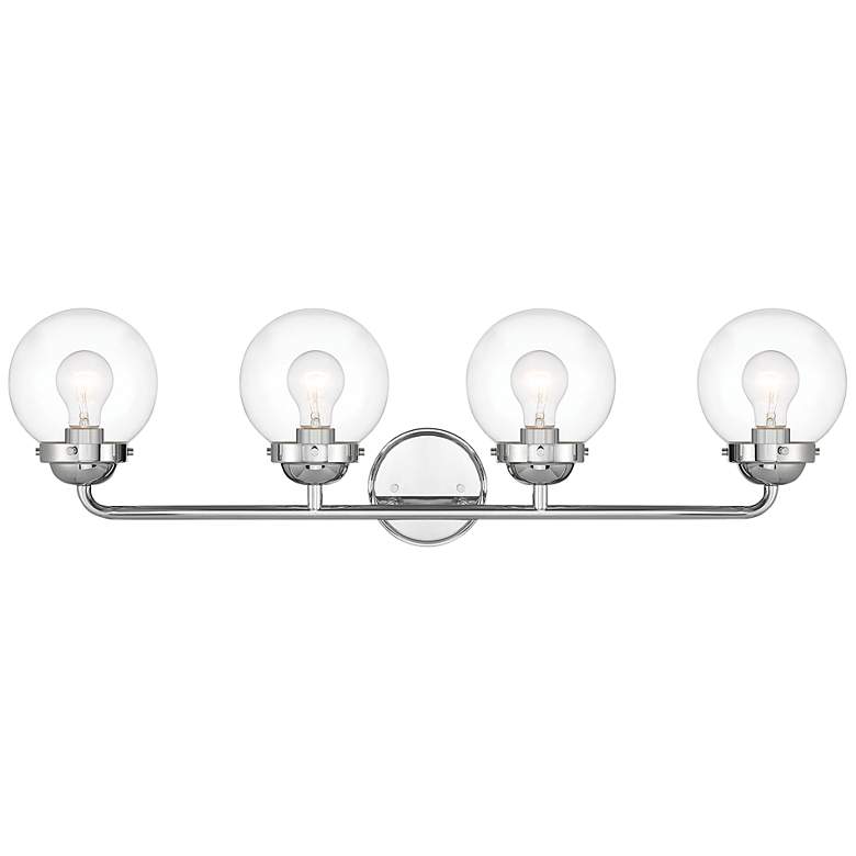 Image 2 Knoll 33 inch Wide Chrome Metal 4-Light Vanity Bath Light