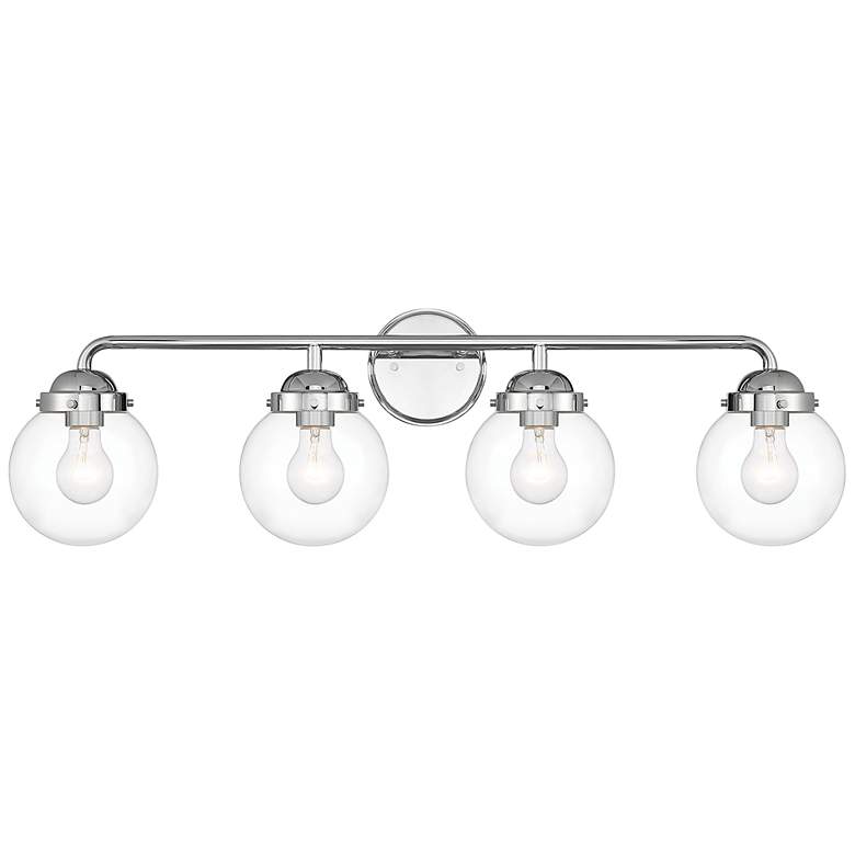 Image 4 Knoll 33 inch Wide Chrome Metal 4-Light Vanity Bath Light more views