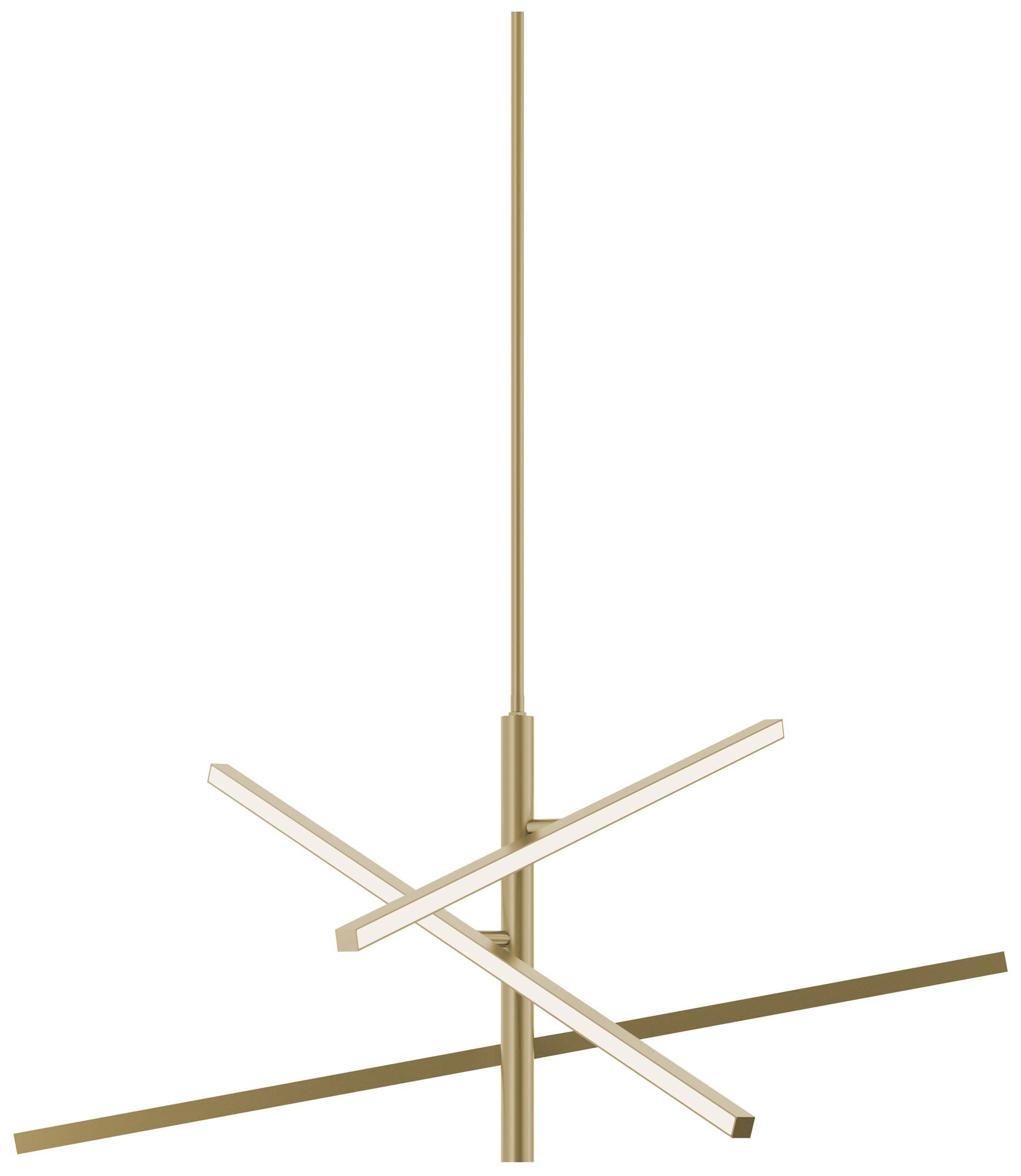 Image 3 Knoll 36" Wide 3-Light Antique Brass LED Pendant more views
