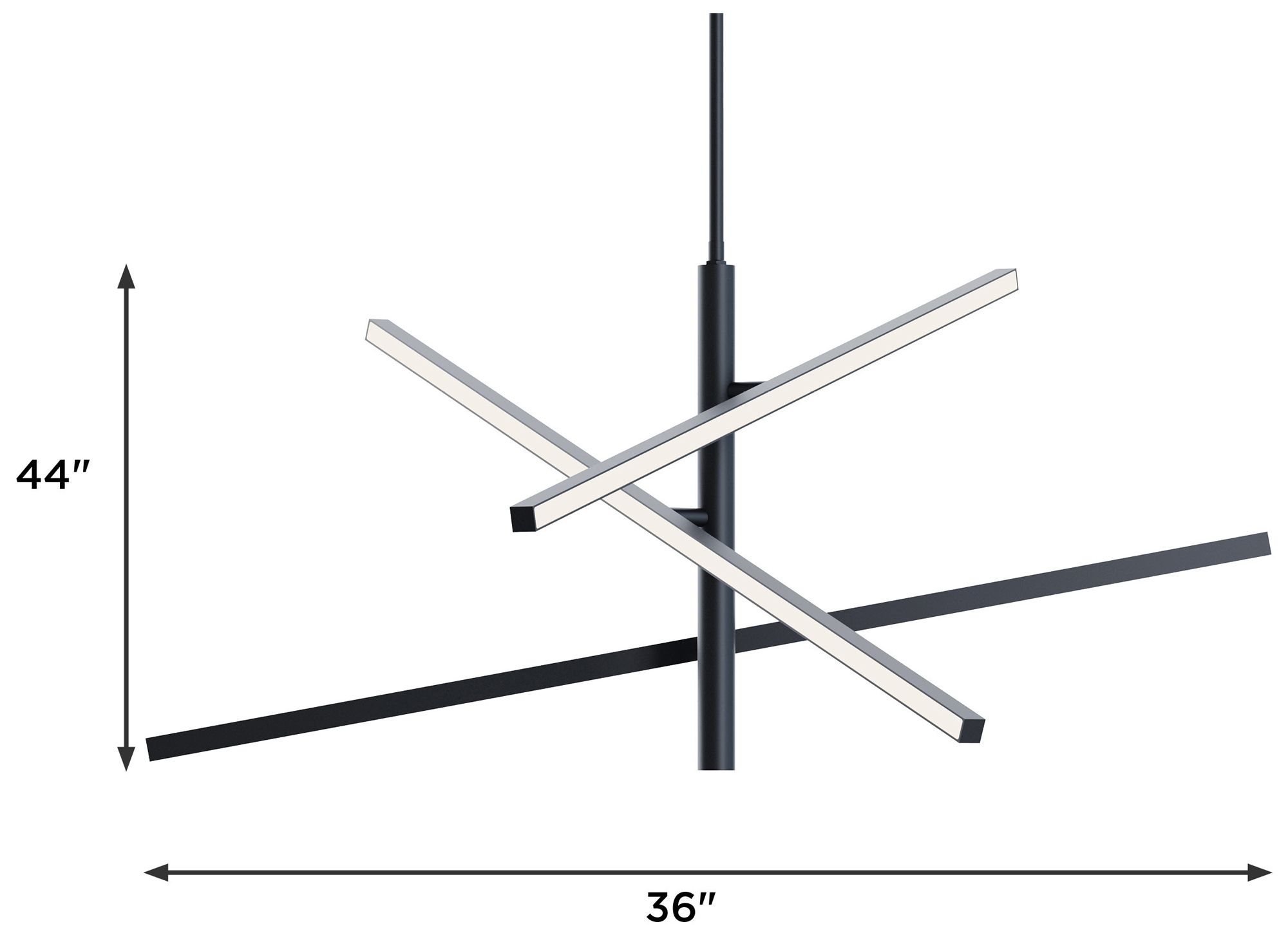 Knoll 36" Wide 3-Light Black LED Pendant