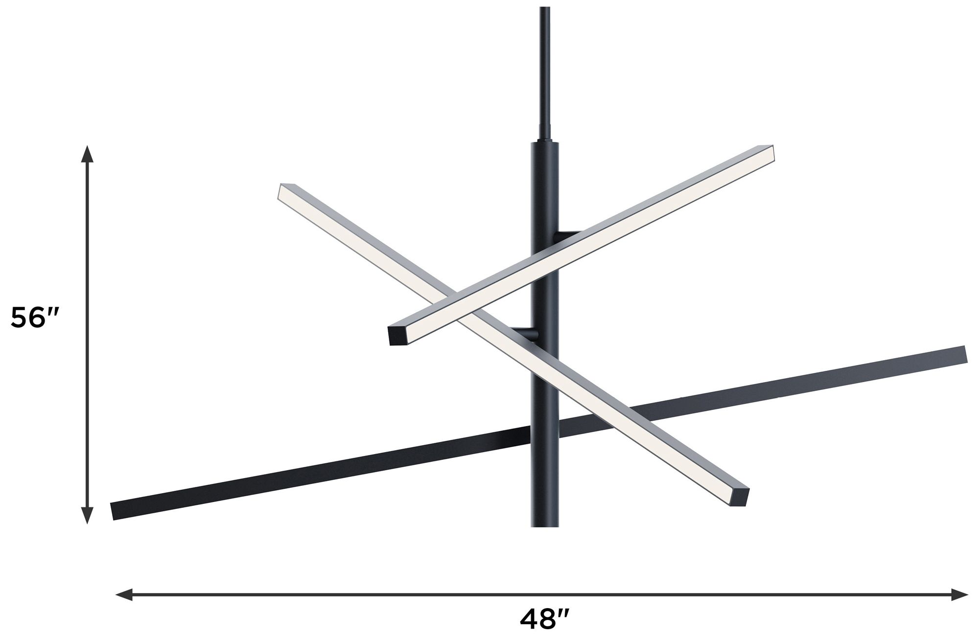 Knoll 48" Wide 3-Light Black LED Pendant