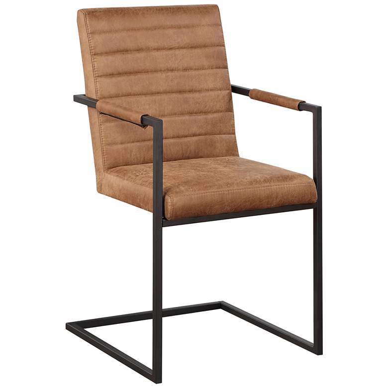 Image 2 Knolt Brown Fabric Sled Armchairs Set of 2