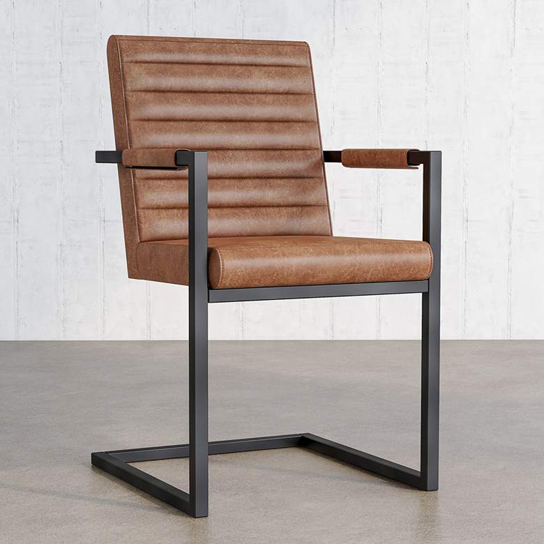 Image 1 Knolt Brown Fabric Sled Armchairs Set of 2
