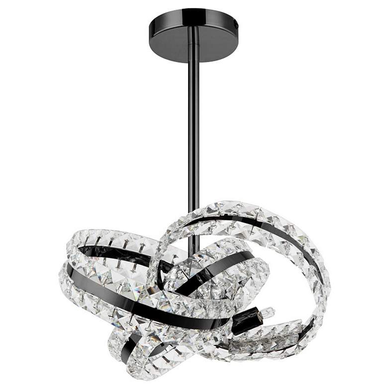 Image 1 Knot 3-Light 14 Inch 3 Band Orbital Black Crystal Pendant Light