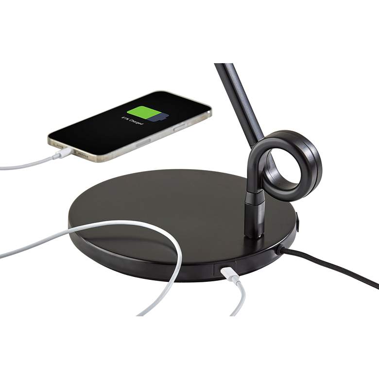 Image 3 Knot Black Adjustable LED Desk Lamp with USB and USB-C Ports more views