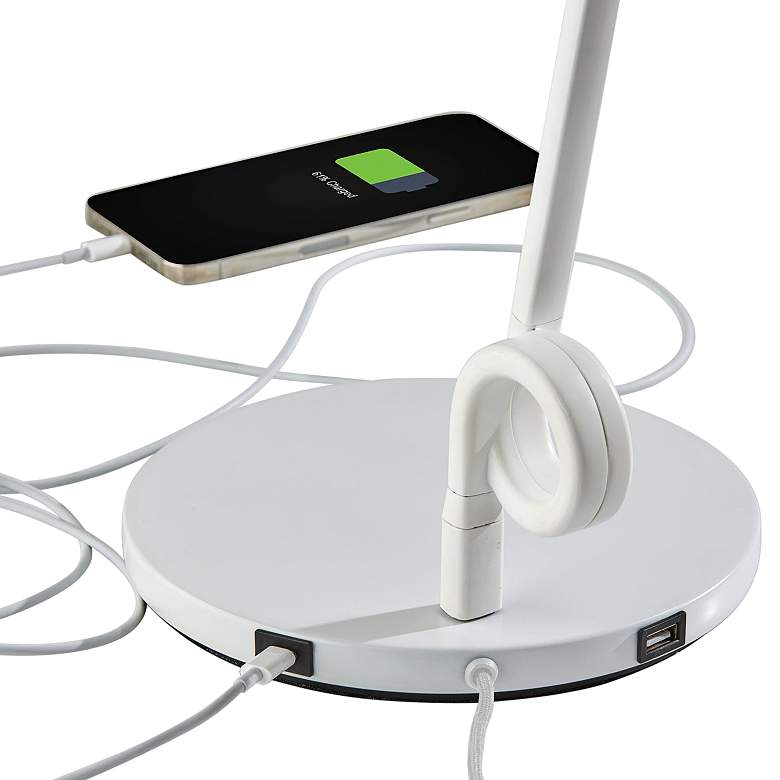 Image 3 Knot White Adjustable LED Desk Lamp with USB and USB-C Ports more views
