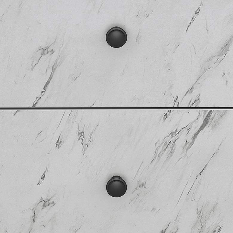 Image 3 Knott 19" Wide White Faux Marble 2-Drawer Nightstand more views