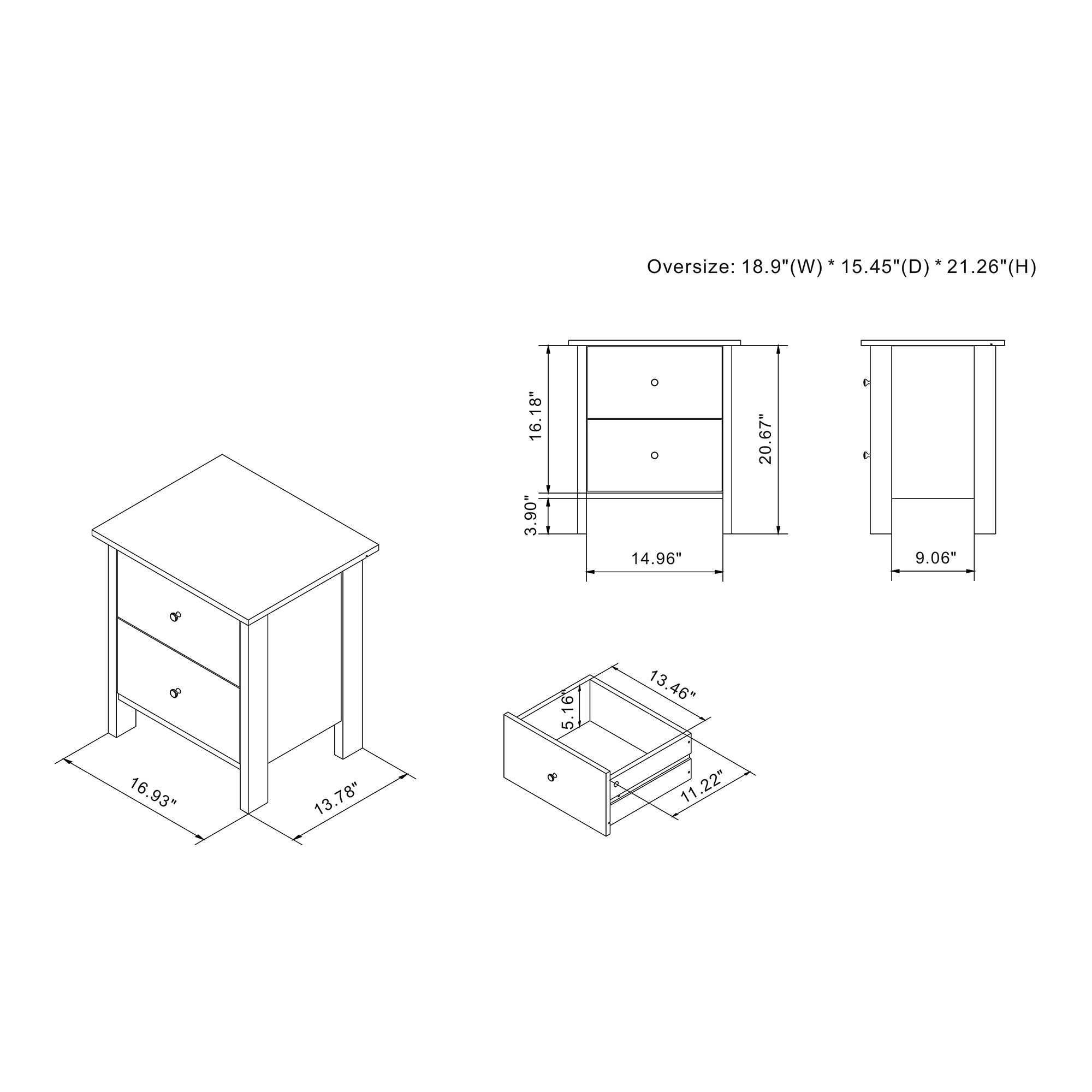 Knott 19" Wide White Faux Marble 2-Drawer Nightstand